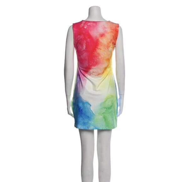 MOSCHINO COUTURE Crowned Tie-Dye Elephant Tank Mini Dress Sleeveless Size S - Picture 4 of 7